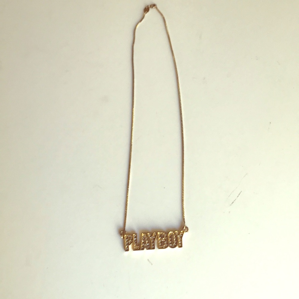 Playboy gold plated necklace with cubic zirconia